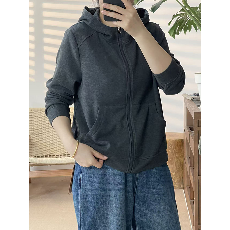 DaoZi/丹丹-柔软桑蚕丝+羊绒连帽拉链卫衣外套63386