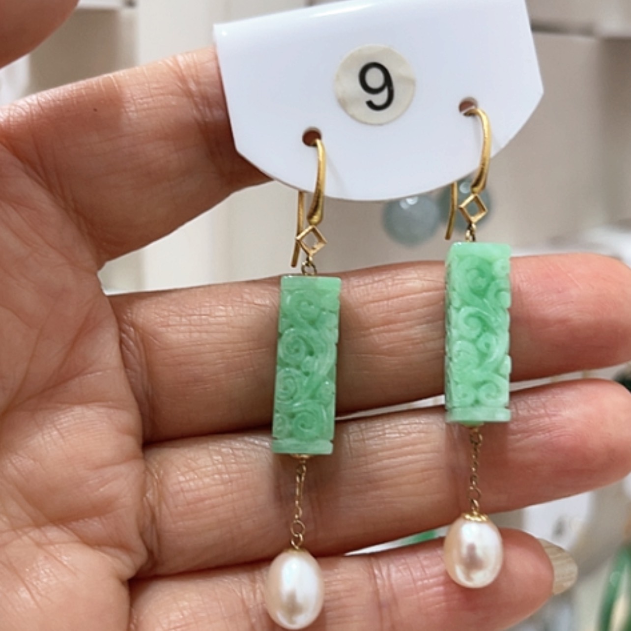 【闪购商品】翡翠耳饰18K金镶嵌翡翠耳坠