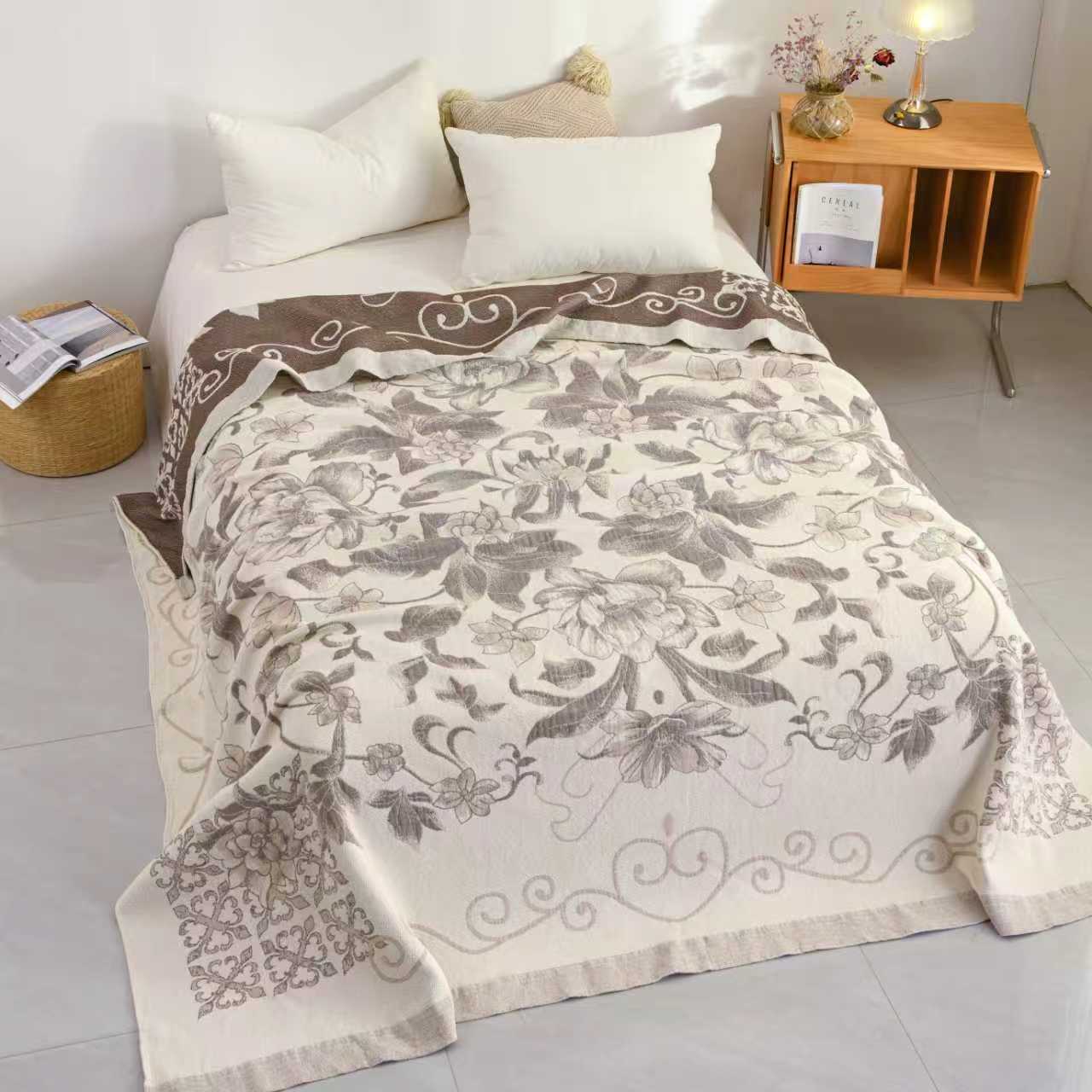 【富贵】高端纱布盖毯2.3米*2.5米加大舒适 亲肤柔软可 机洗