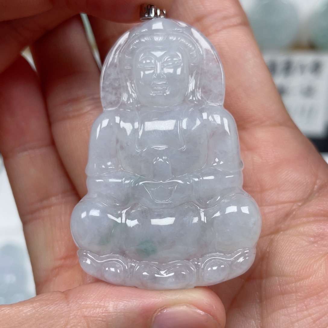 翡翠颈饰未镶嵌天然翡翠A货观音38号