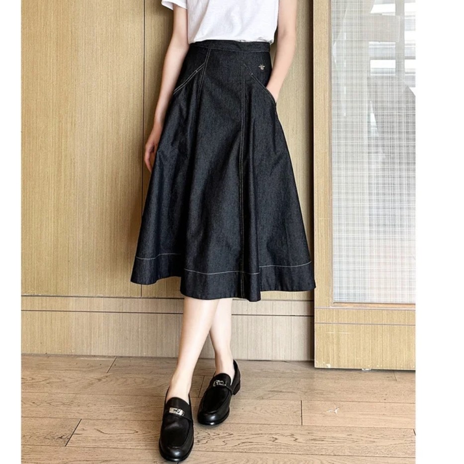 99新 DIOR/迪奥 牛仔丹宁伞裙 34码 GM002477