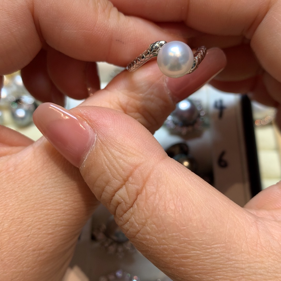 海水珍珠戒指银S925镶嵌
