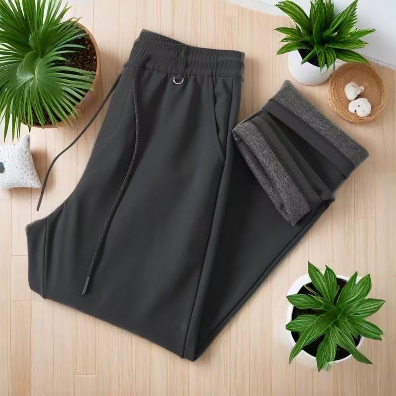 H撤柜剪标冬季新款高端面料加绒厚款弹力松紧腰保暖休闲裤裤子065