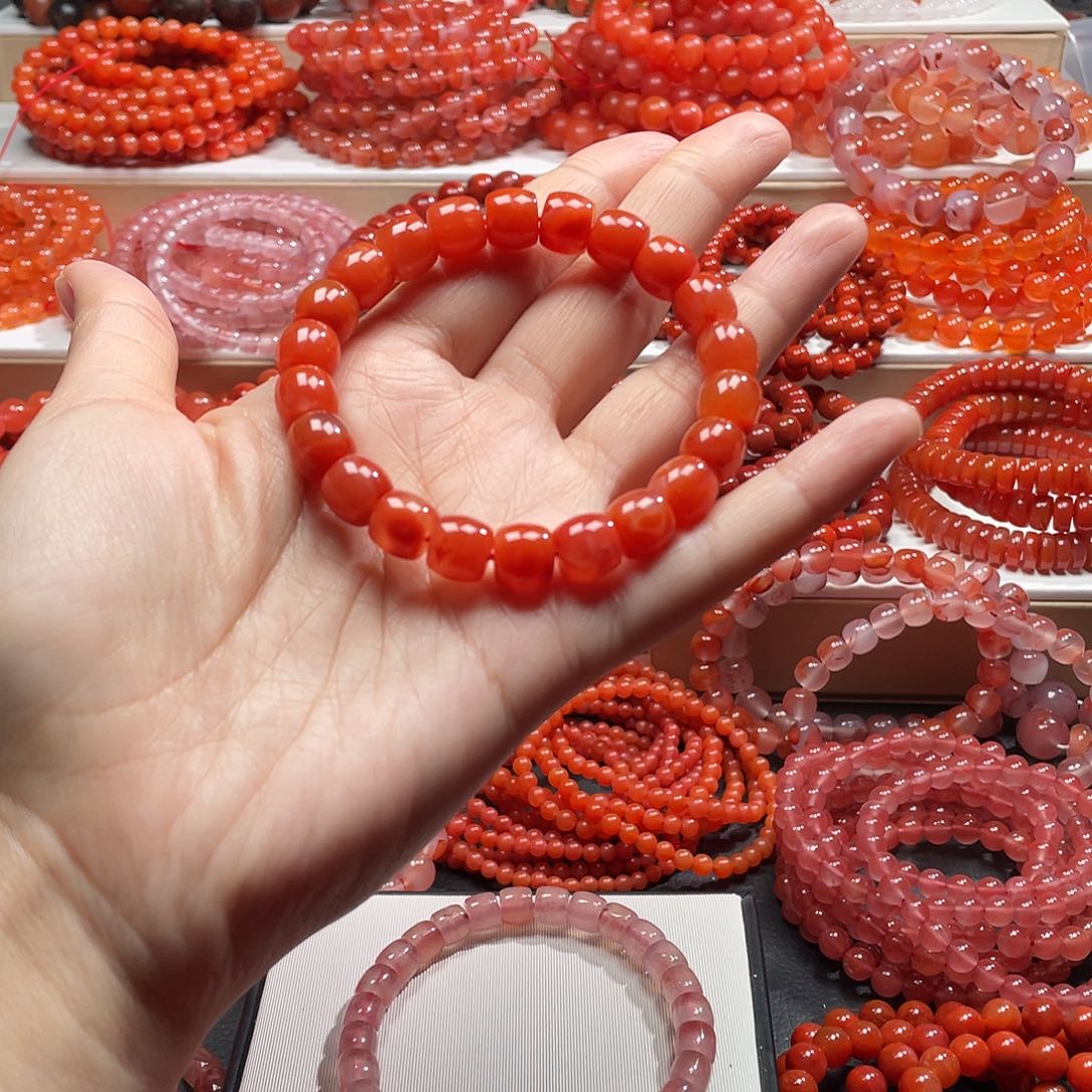 南红玛瑙未镶嵌手链9➕直切