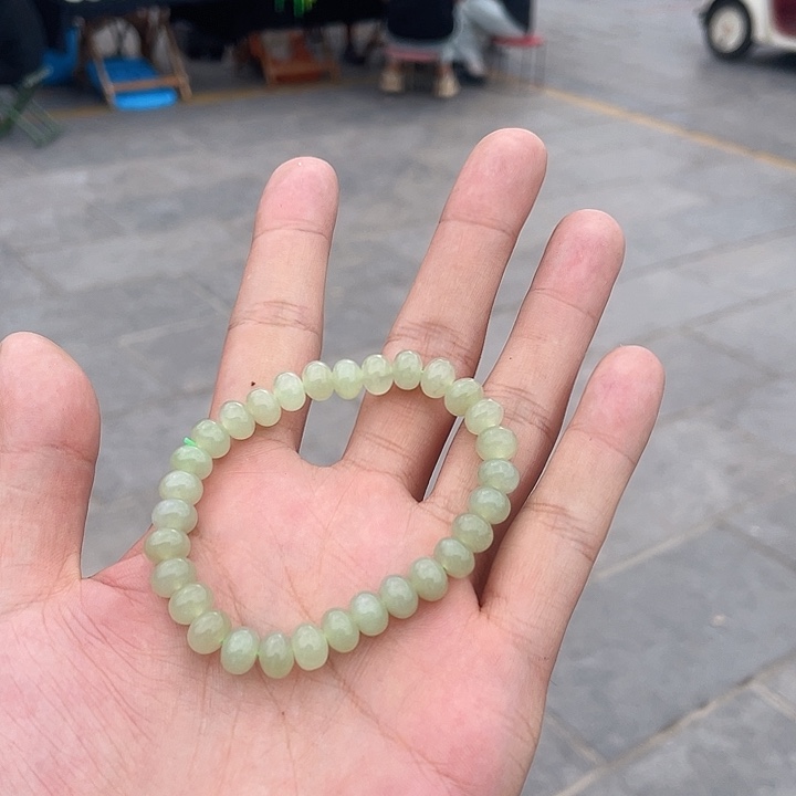 未镶嵌手链和田玉卡8算盘珠 