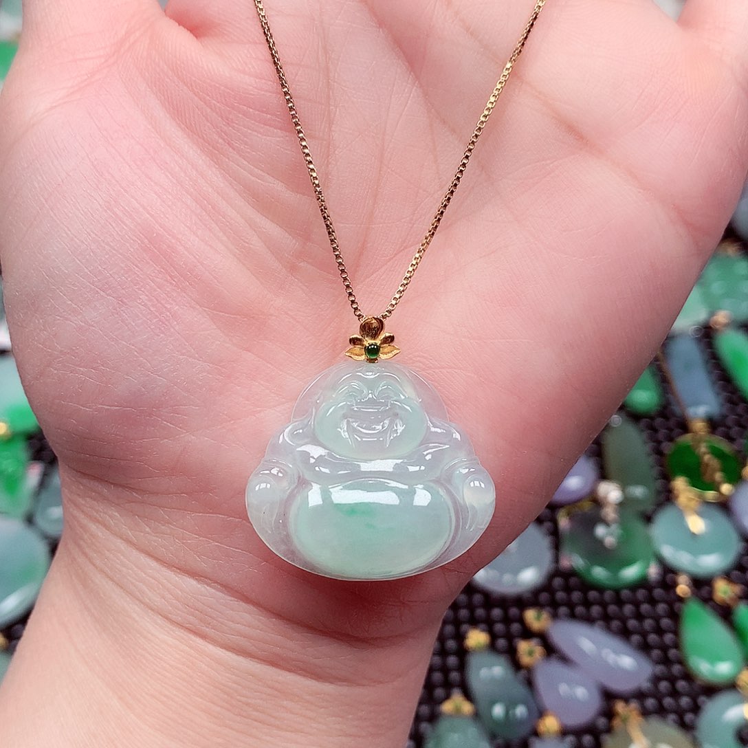 翡翠18K金镶嵌颈饰