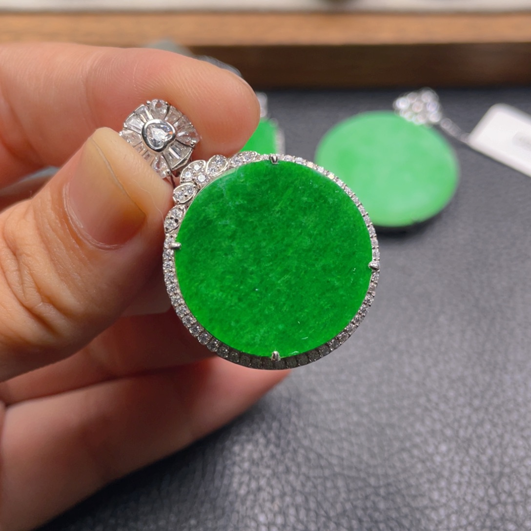 翡翠银S925镶嵌吊坠(不含链)