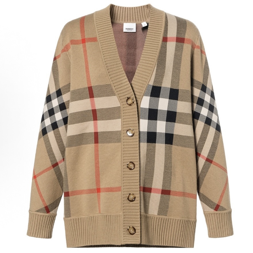 未使用 BURBERRY/博柏利 经典格纹开衫/M码/M1993