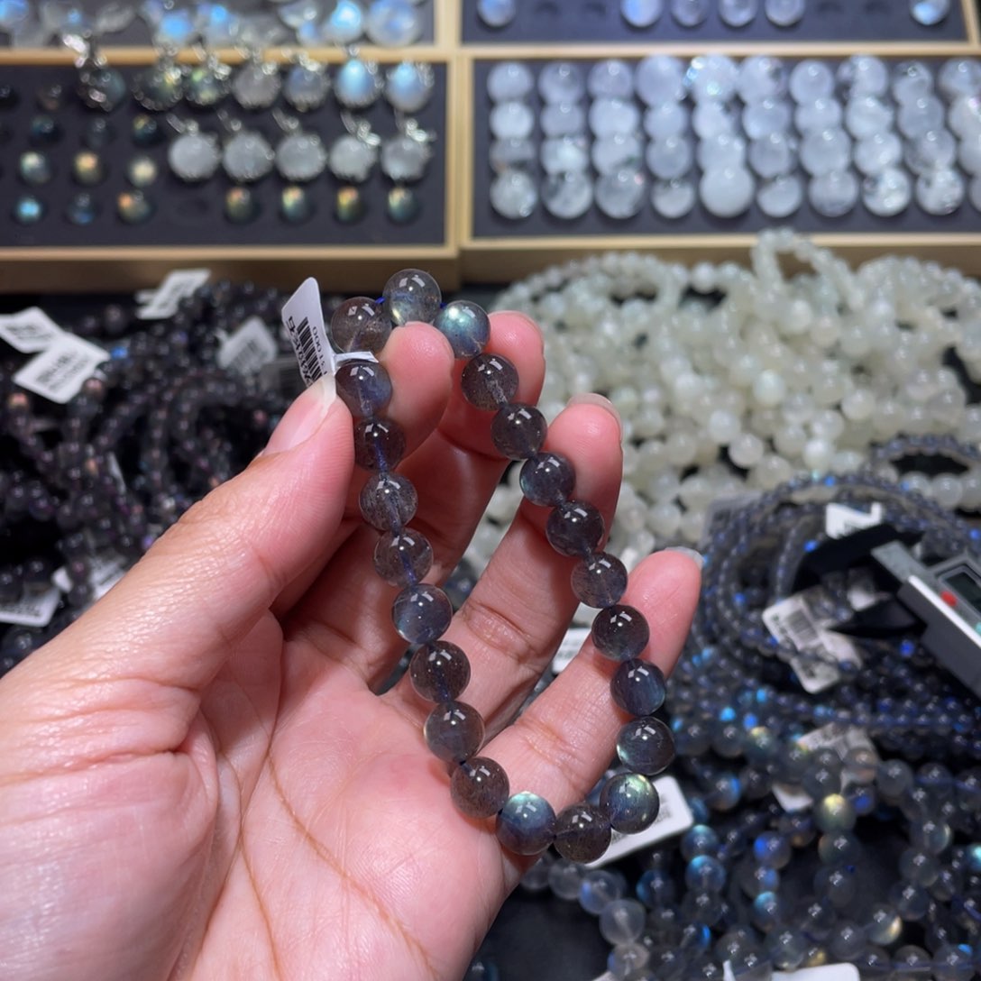 拉长石手链未镶嵌奶**贴拉长石手链8.6m