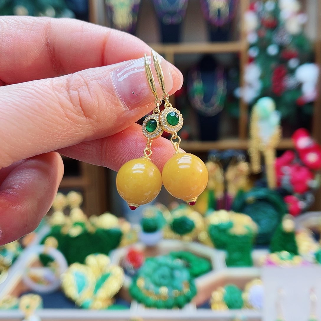 银S925镶嵌翡翠耳饰48小时鉴赏期