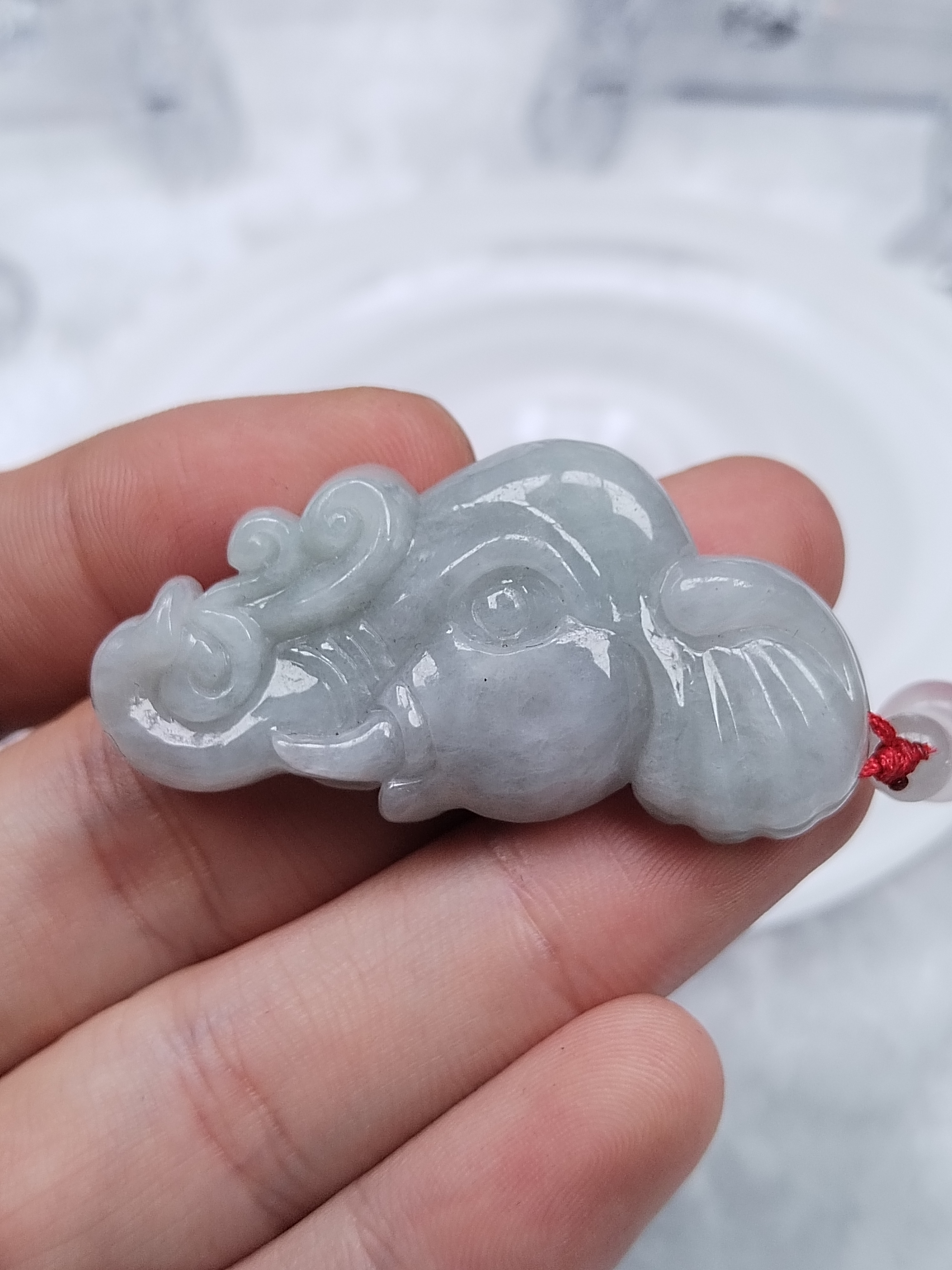 纯天然A货翡翠雕刻件大象头