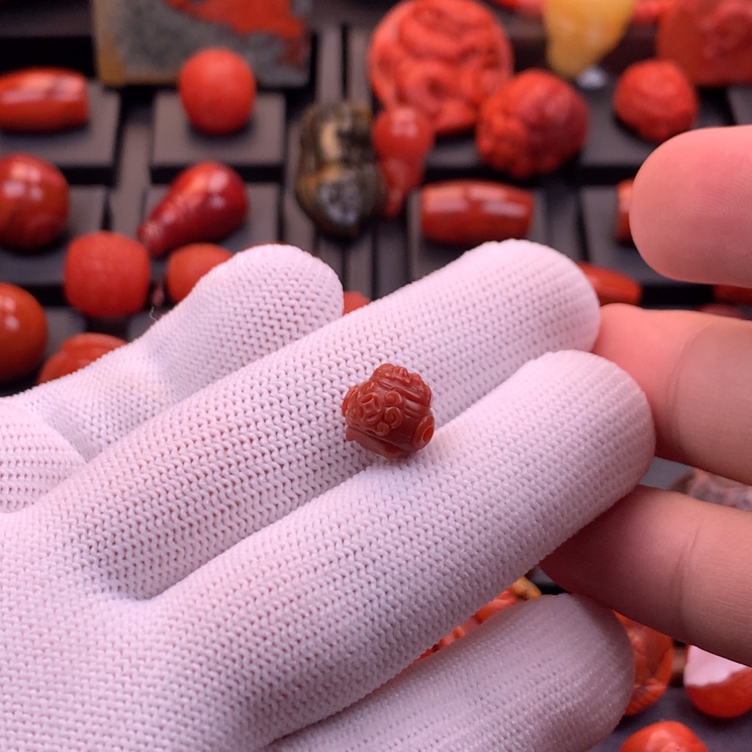 南红玛瑙未镶嵌精工聚宝盆顶珠11.2mm