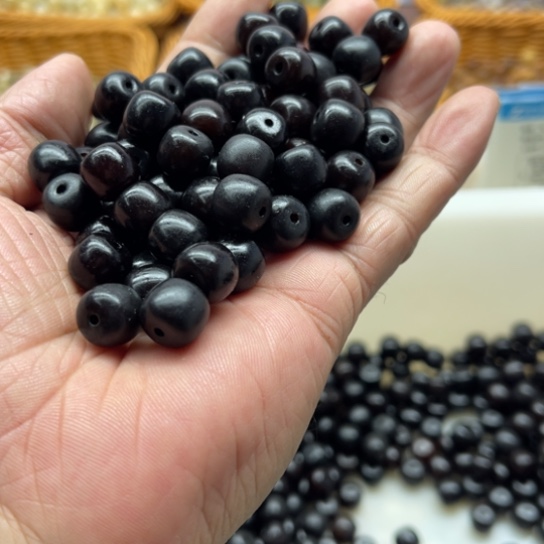 白玉菩提吊坠瑕疵11-10黑金桶珠150颗
