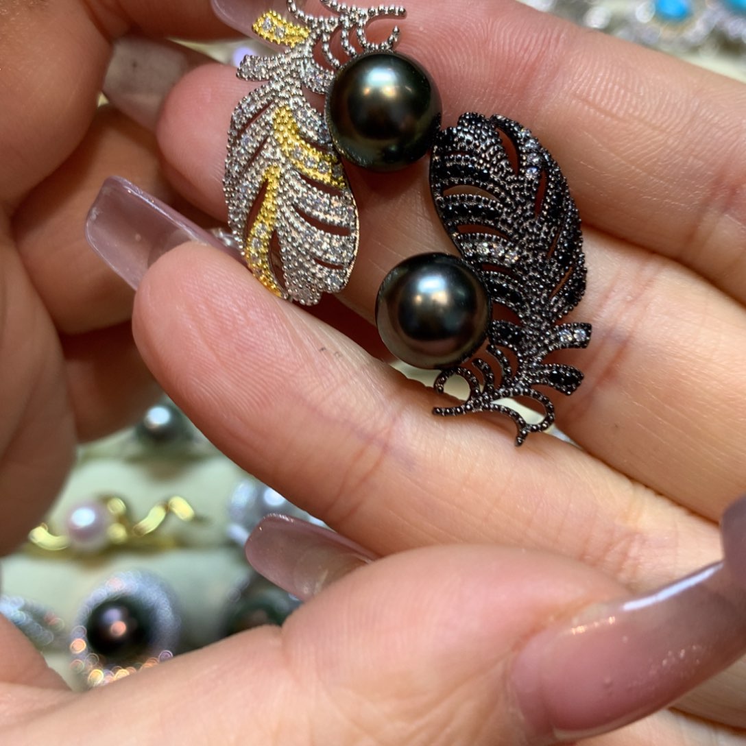 海水珍珠耳饰银S925镶嵌