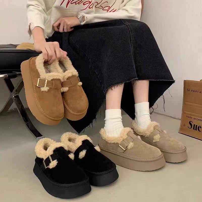 厚底雪地靴女款2025新款冬季女鞋加绒加厚毛毛防寒保暖勃肯鞋棉鞋