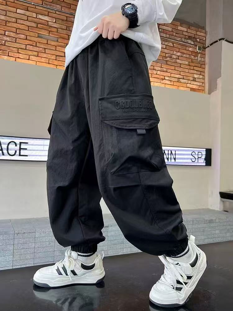 200823童装男童加绒工装卫裤2025冬宝宝韩版潮酷宽松棉布工装卫裤