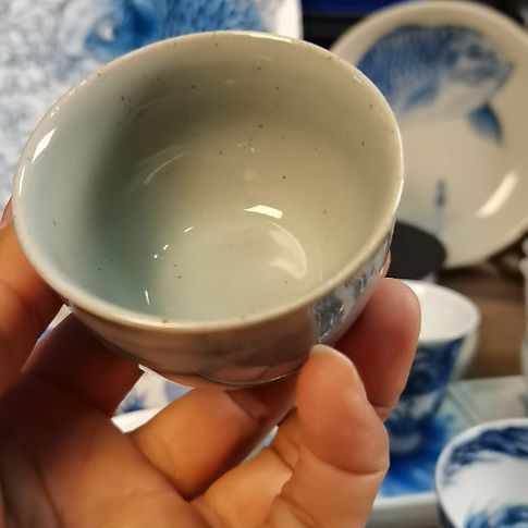 微瑕景德镇陶瓷陶泥青花山水杯