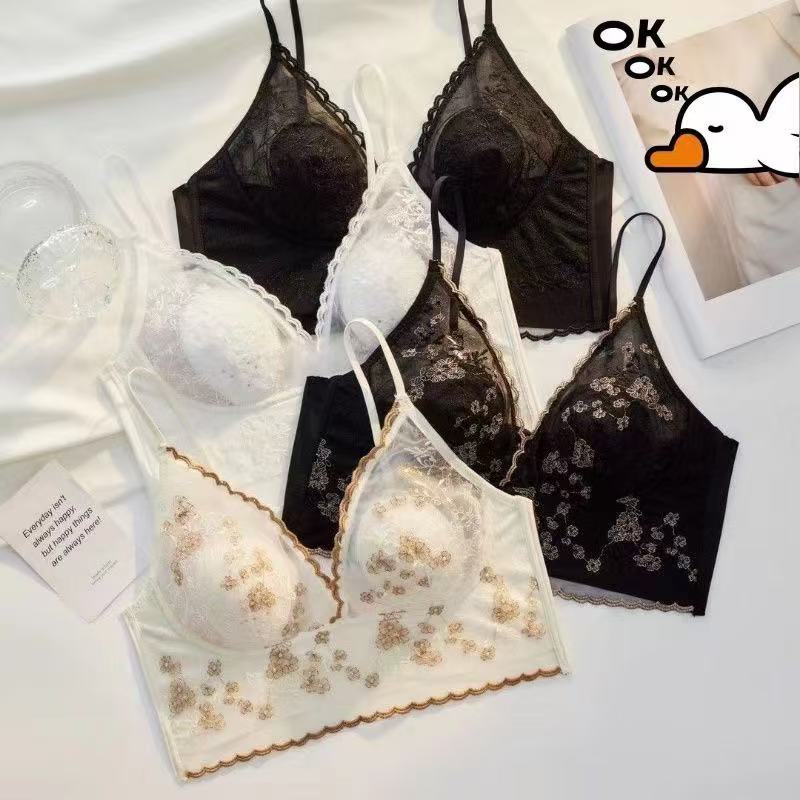 #118剪标超薄女士内衣兔耳朵水晶杯性感蕾丝吊带夏季透气文胸