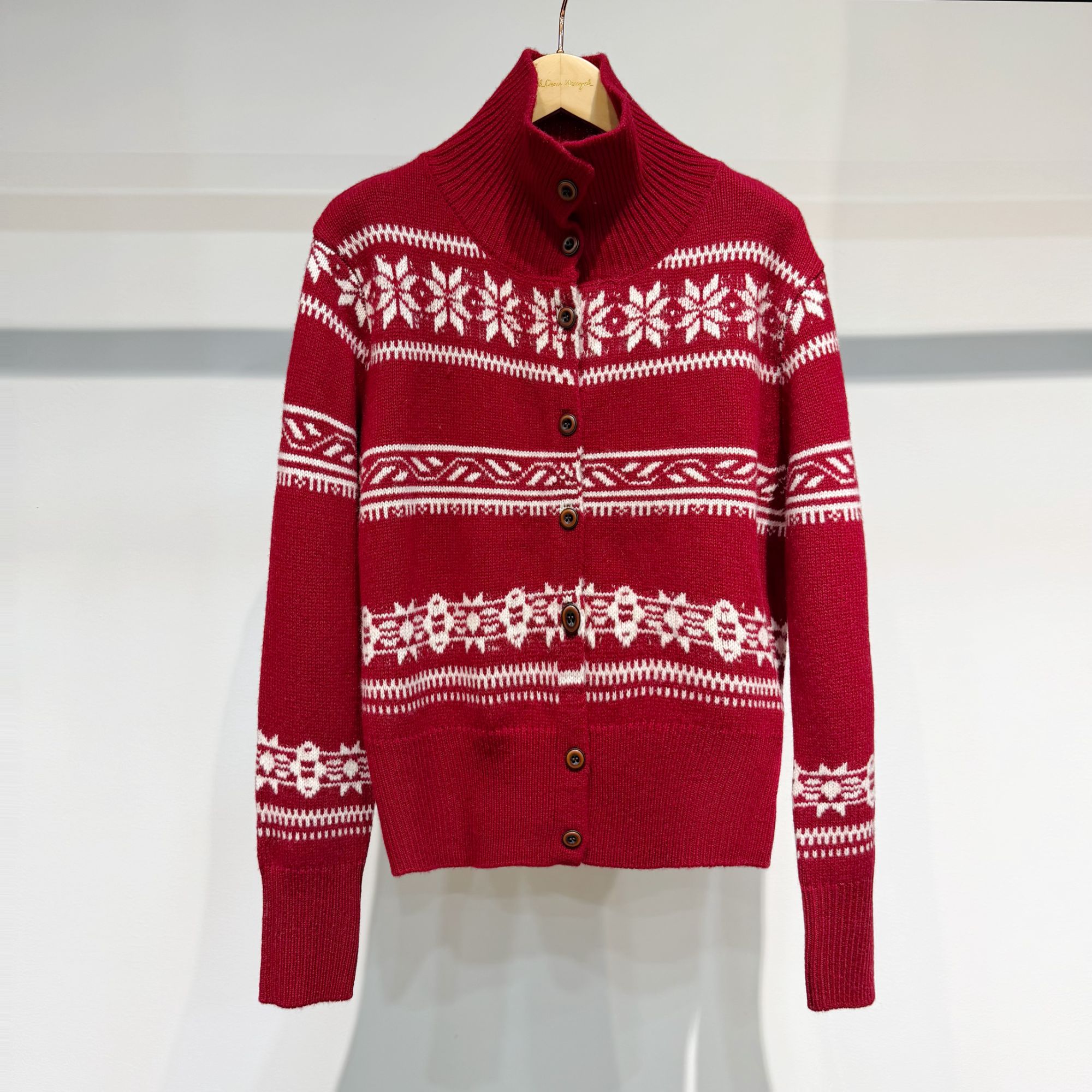 【萨拉迪恩】纯羊毛费尔岛法式优雅秋冬加厚保暖针织开衫毛衣