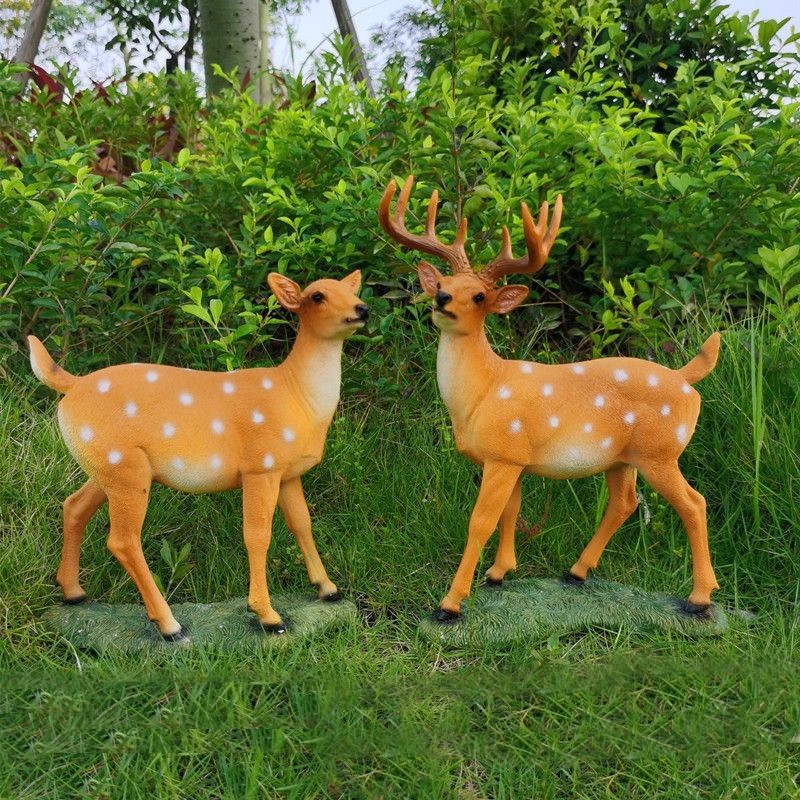 户外花园庭院子仿真梅花鹿摆件树脂动物鹿模型雕塑幼儿园草地装饰