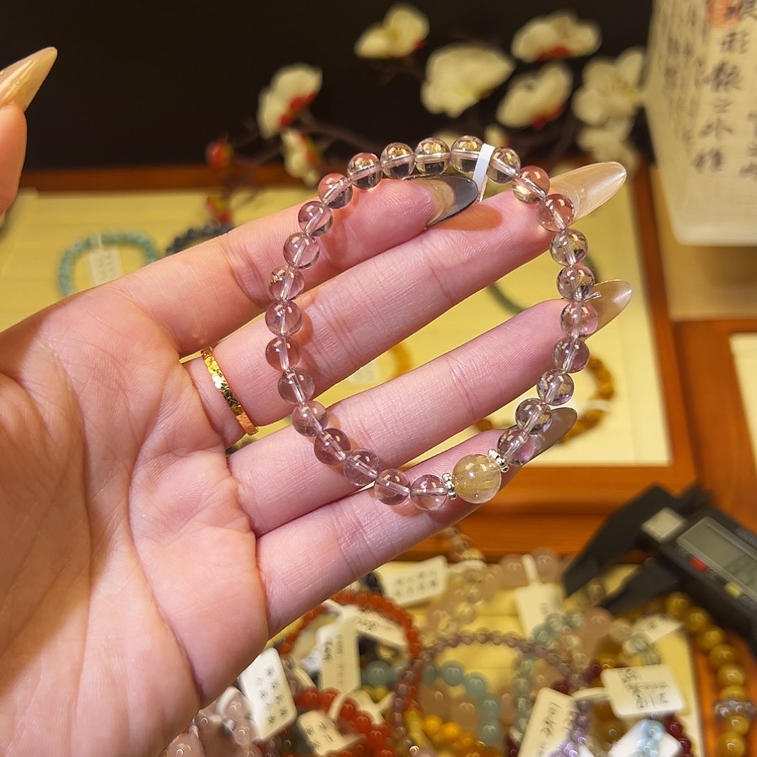 水晶手链银S925镶嵌-紫8006