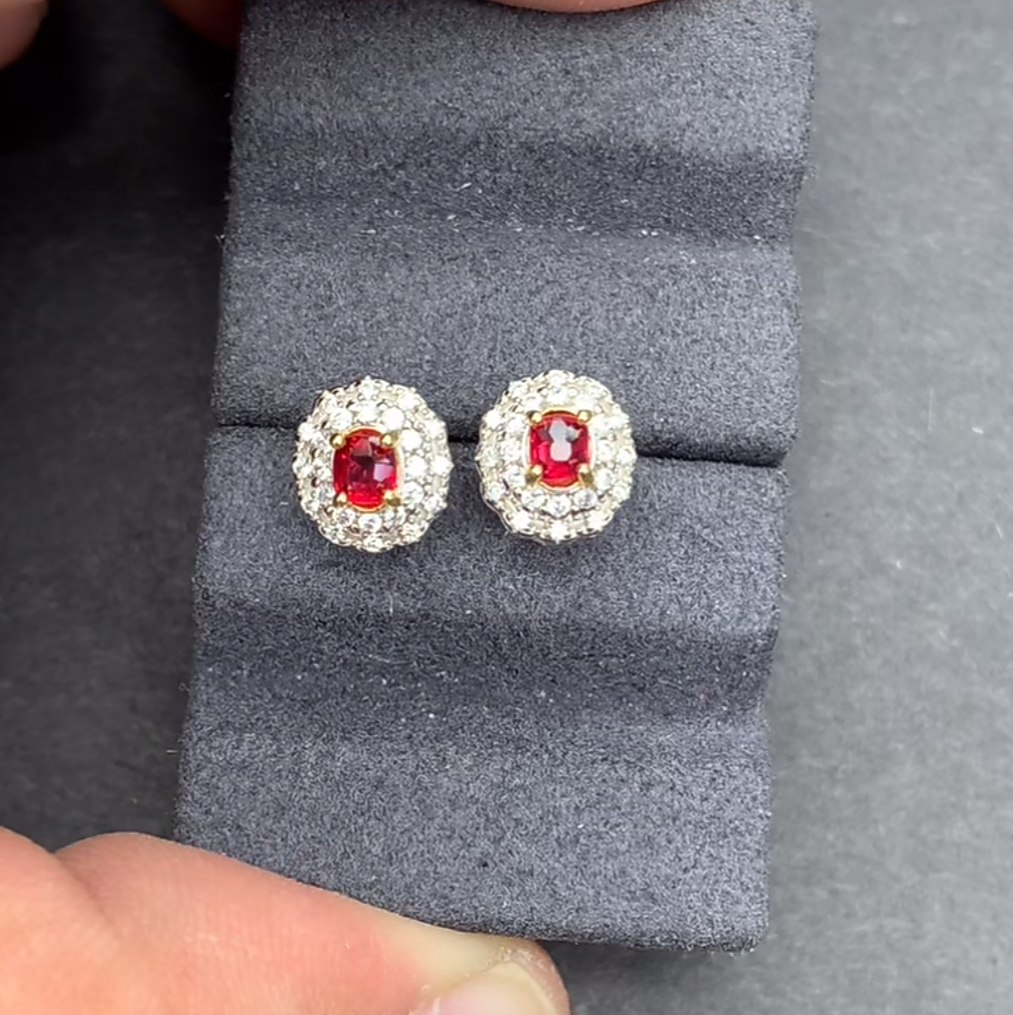 银925尖晶石耳钉