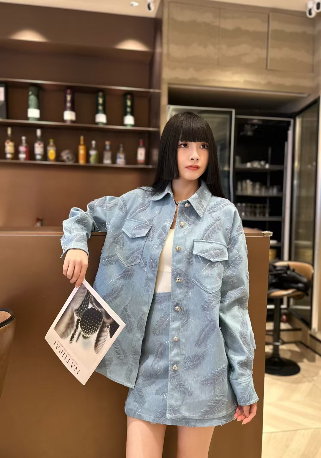 设计师款牛仔套装2025春季新款