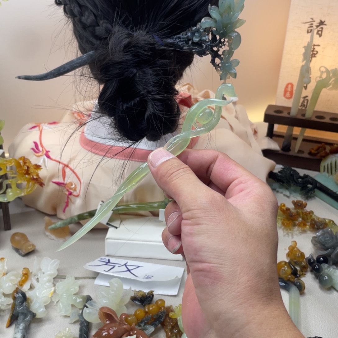 蛇纹石玉合金发饰发簪