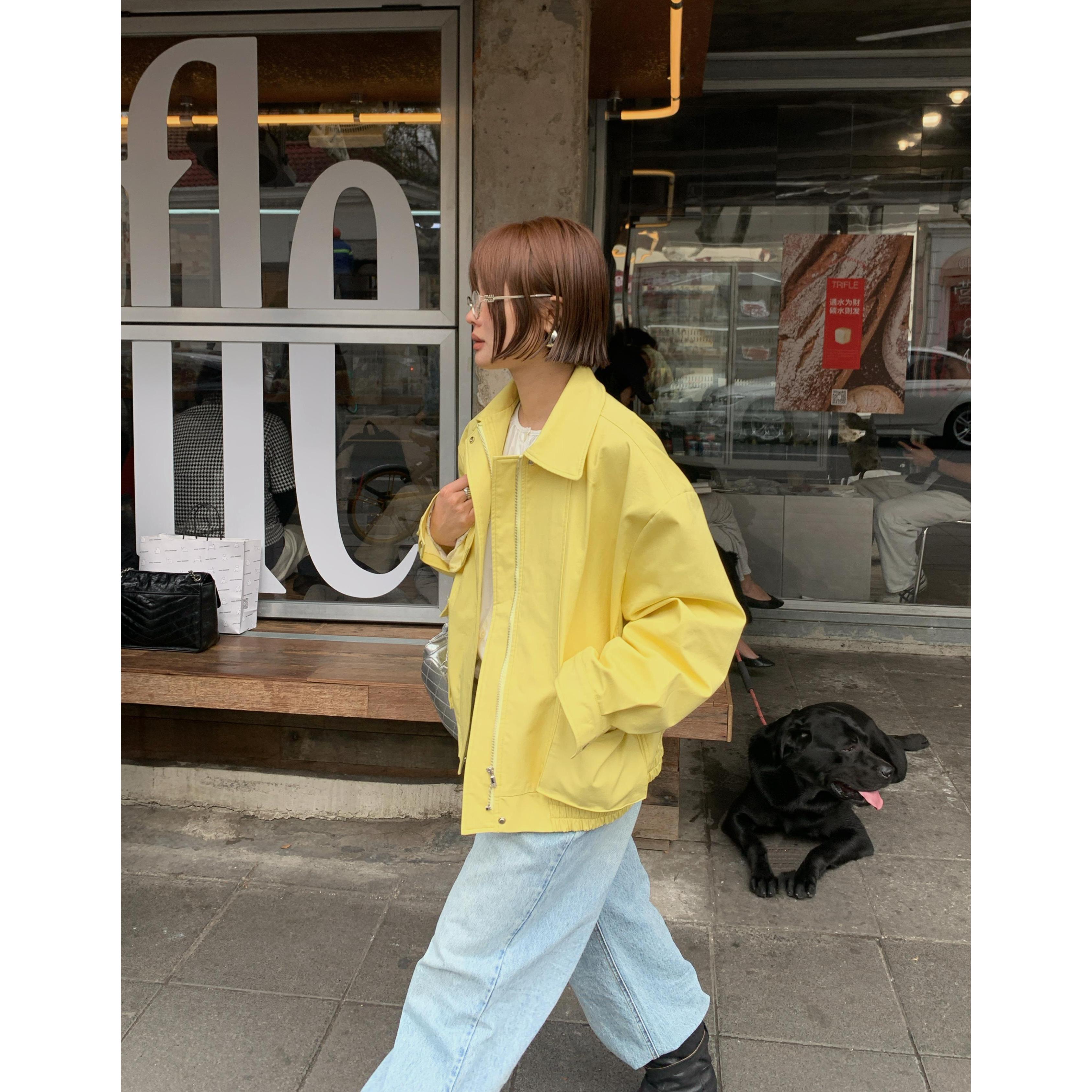 MINJA25年春季新款黄色宽松时尚大口袋外套韩版休闲25C828