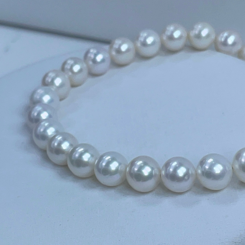 天然淡水珍珠手链7.5-8.5mm正圆极光大点位微瑕诸暨正品正宗无核