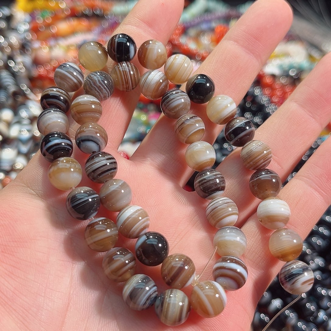 怪***椒玛瑙/玉髓合金珠宝半成品蚕丝玛瑙10mm