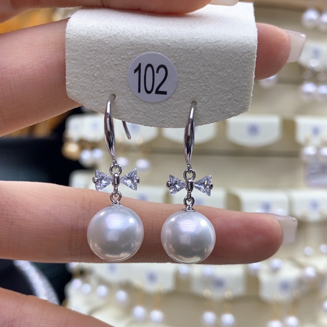 淡水珍珠耳饰银S925镶嵌