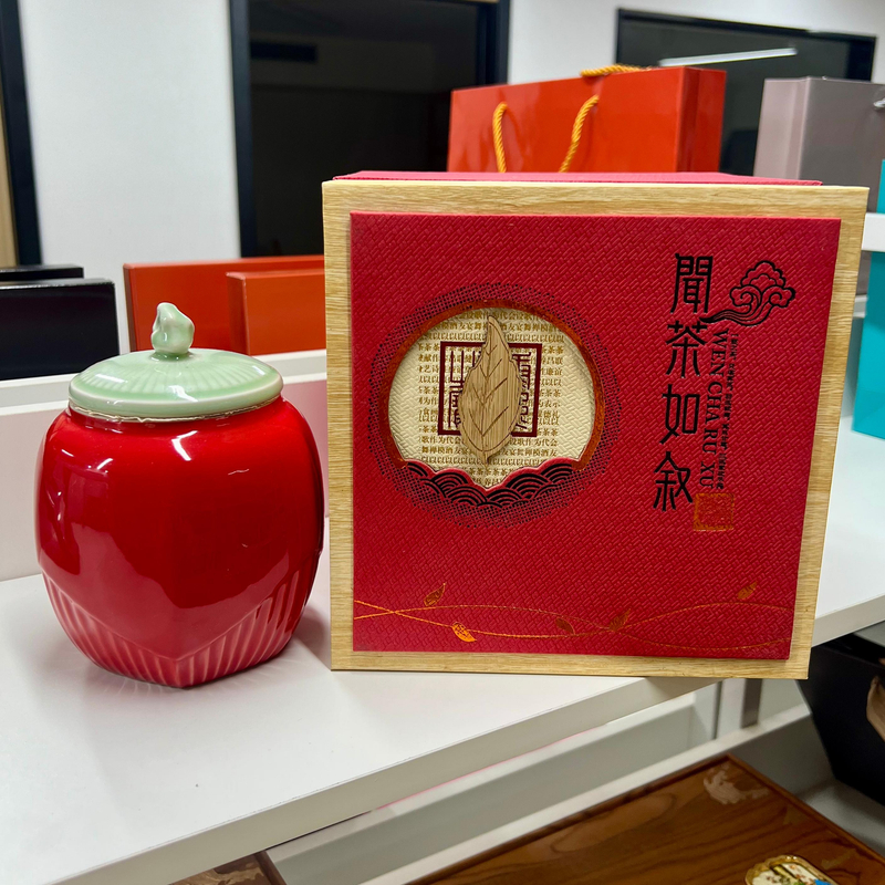 茉莉花茶-闻茶如叙陶瓷罐实木礼盒