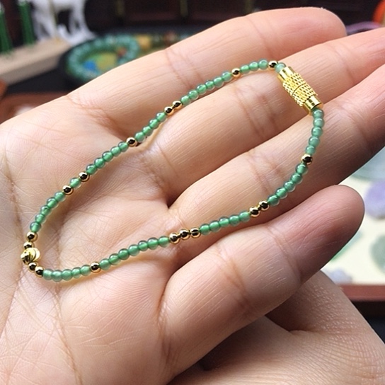 翡翠手链未镶嵌卡2+米珠手串