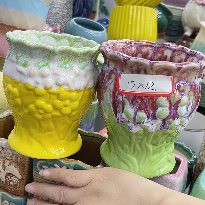 多肉绿植陶瓷花盆9.9包邮，有孔