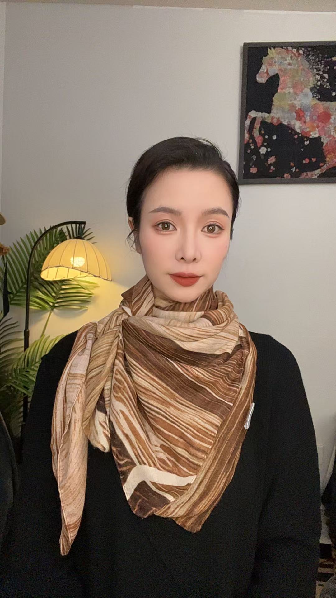 【年轮】105*105大方巾围巾气质复古时尚搭配丝巾秋冬新款高级风 女