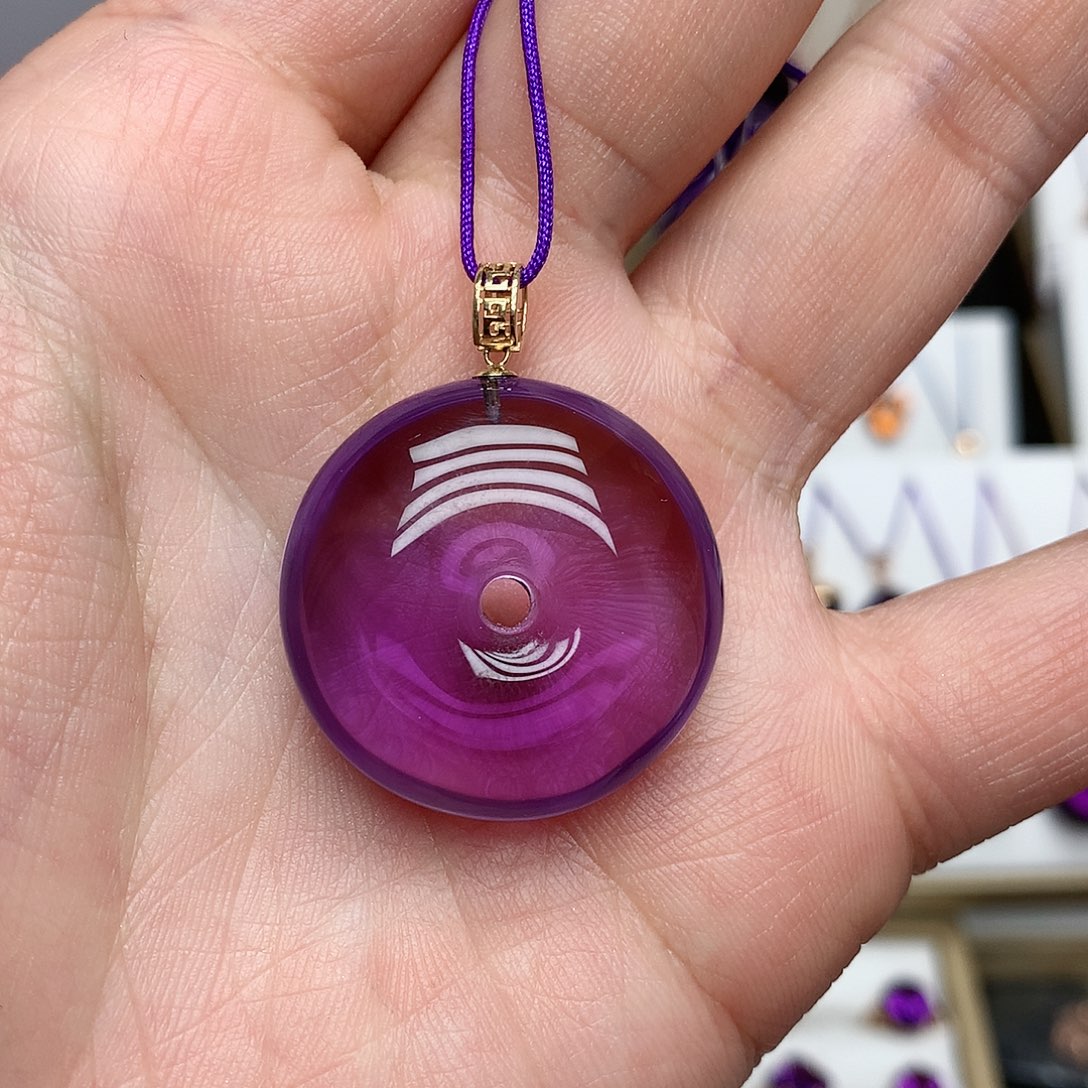 紫晶吊坠(赠链)18K金镶嵌平安扣