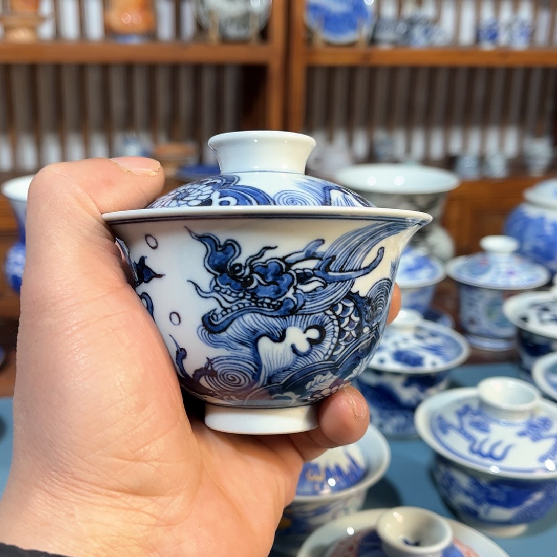 錡镇堂手工手绘盖碗