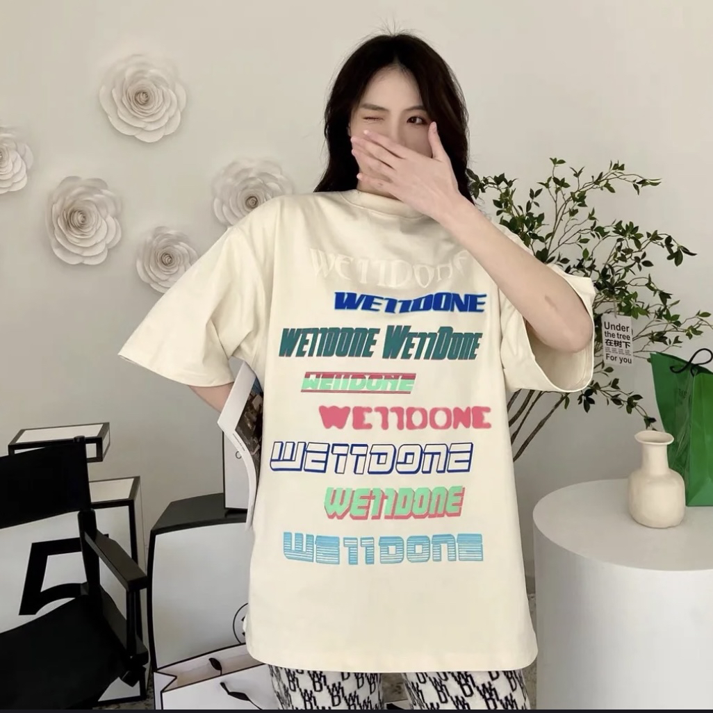 95新 WE11 DONE  aa一一六三 棉 彩色弹幕logo标准T恤 S码 95新