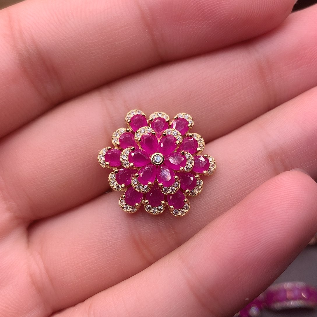 红宝石戒指银S925镶嵌