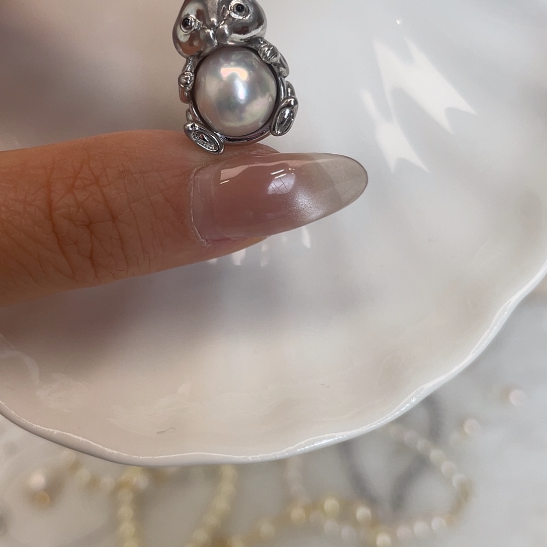 胸针银S800镀金镶嵌海水珍珠