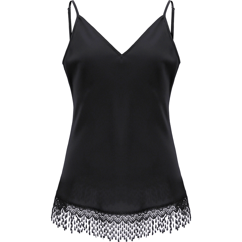 小江专属×界内界外 V领显瘦蕾丝流苏下摆吊带背心J22B670