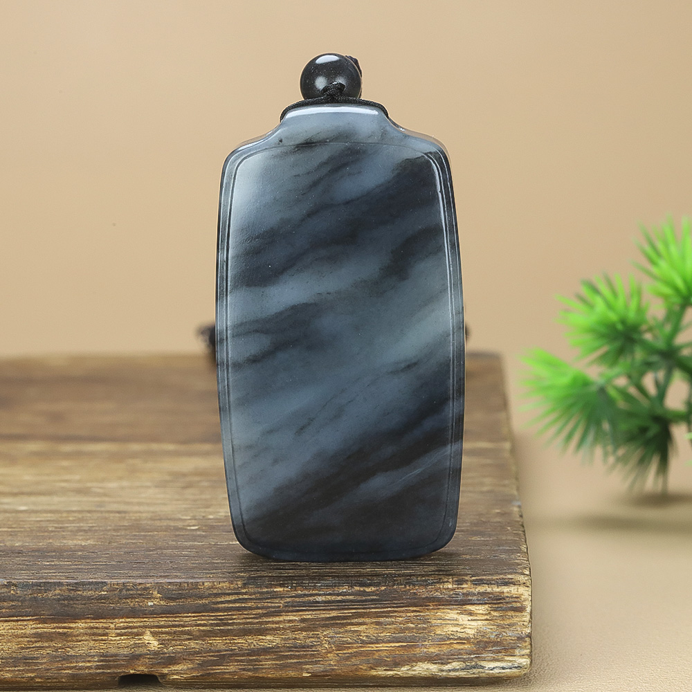 天然新疆和田玉青花料意境无事牌