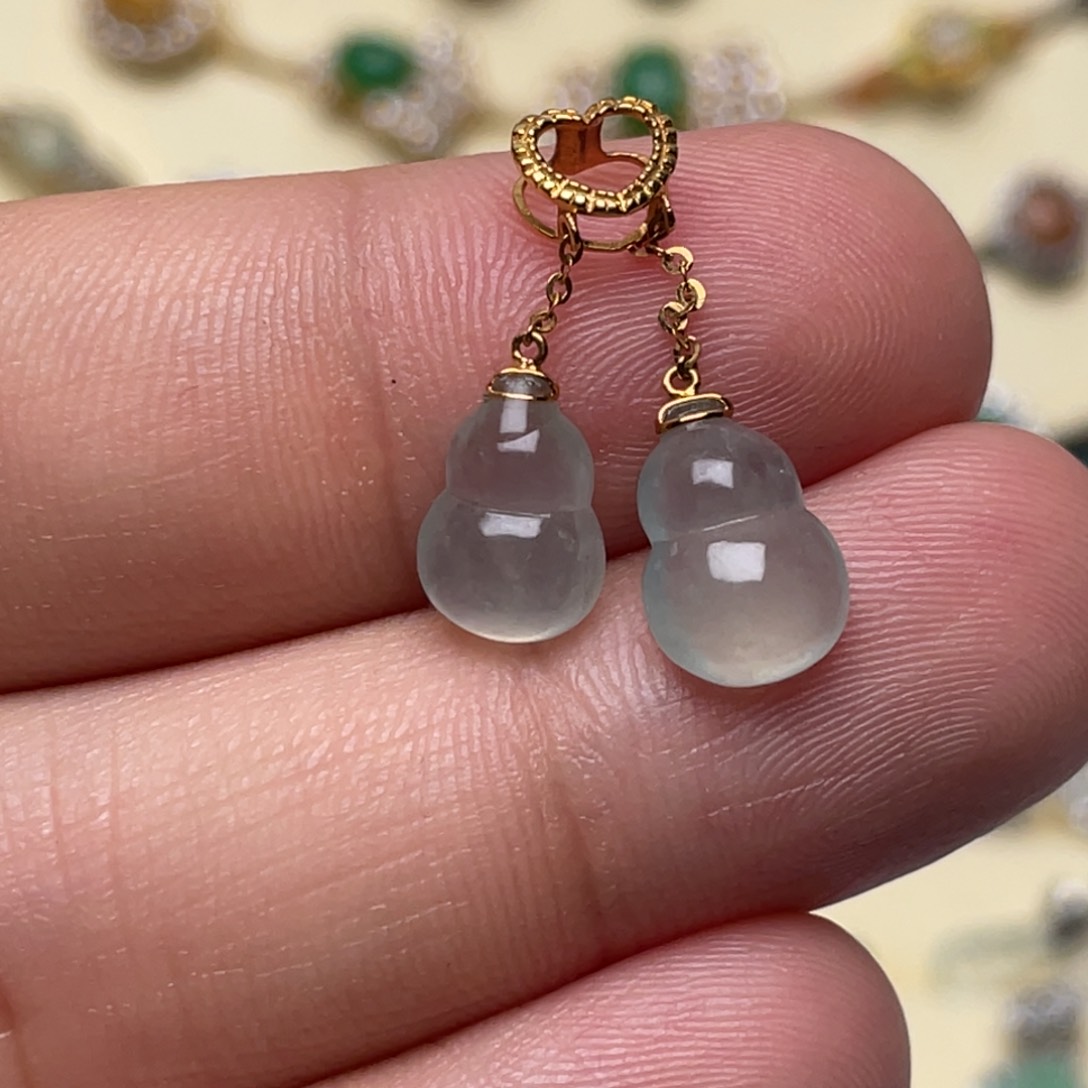 翡翠颈饰18K金镶嵌纯天然缅甸翡翠