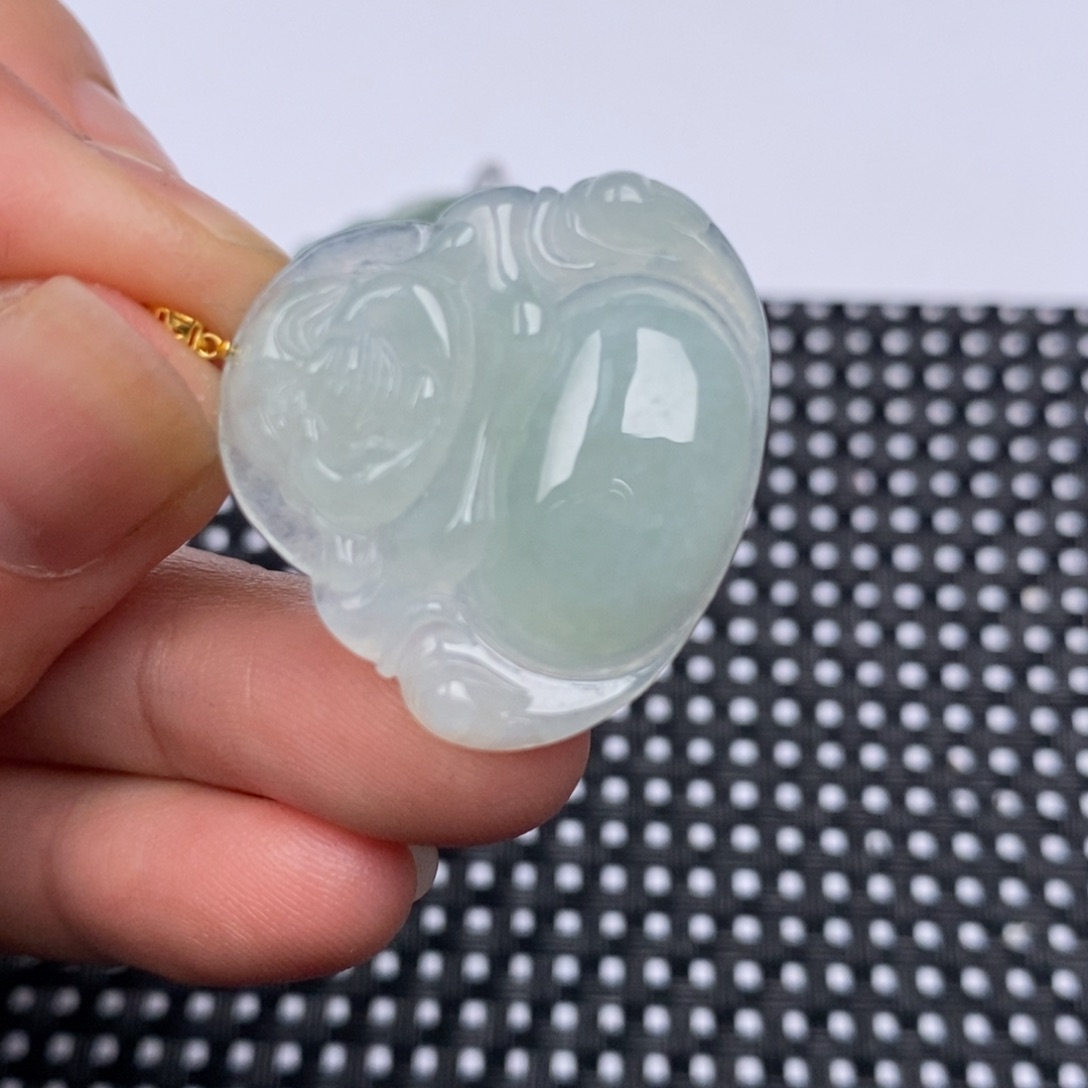 翡翠18K金镶嵌颈饰挂件