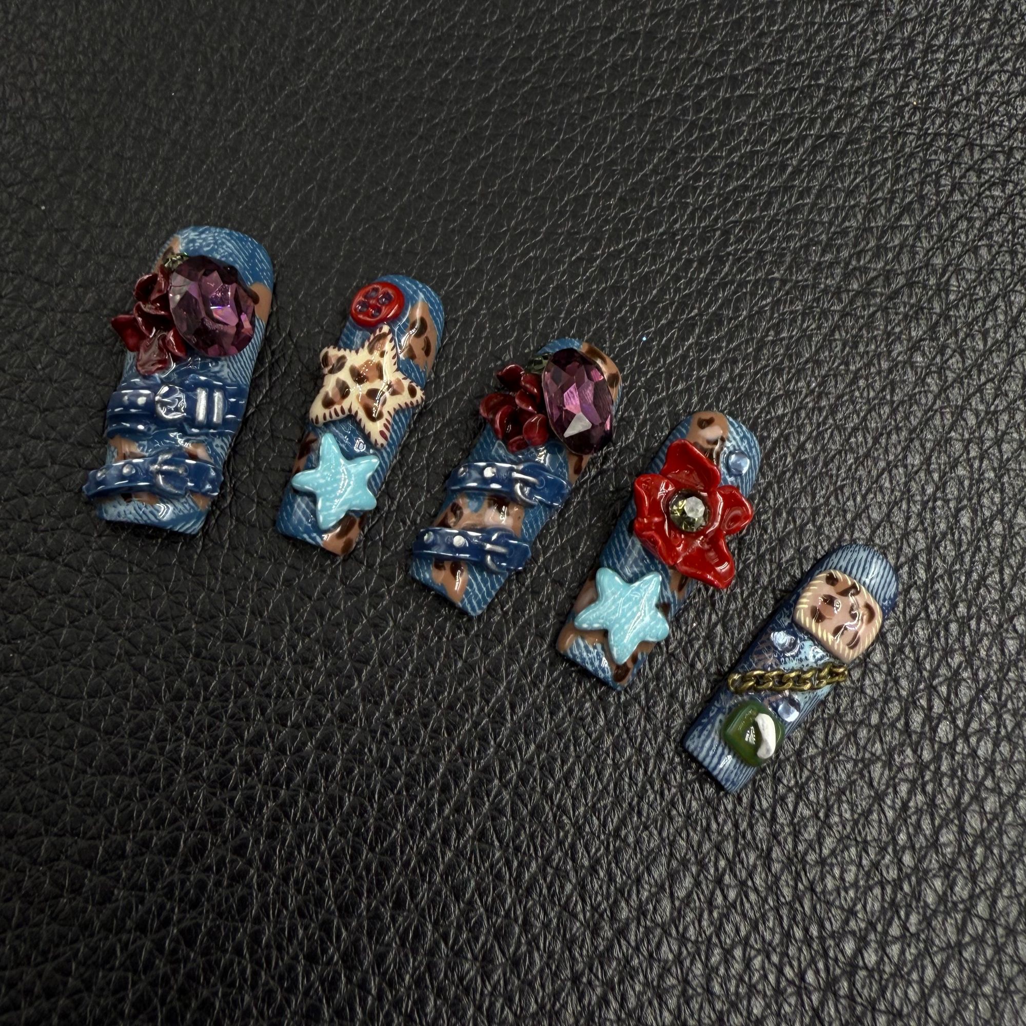 安夏 星途摩登 纯手工穿戴甲贴片重工设计私定款