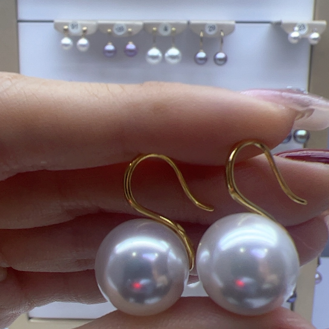 淡水珍珠耳饰18K金镶嵌