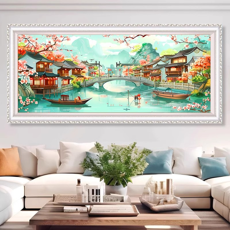 忆江南十字绣2025新款绣线绣满绣客厅山水风景手工自己绣刺绣大幅