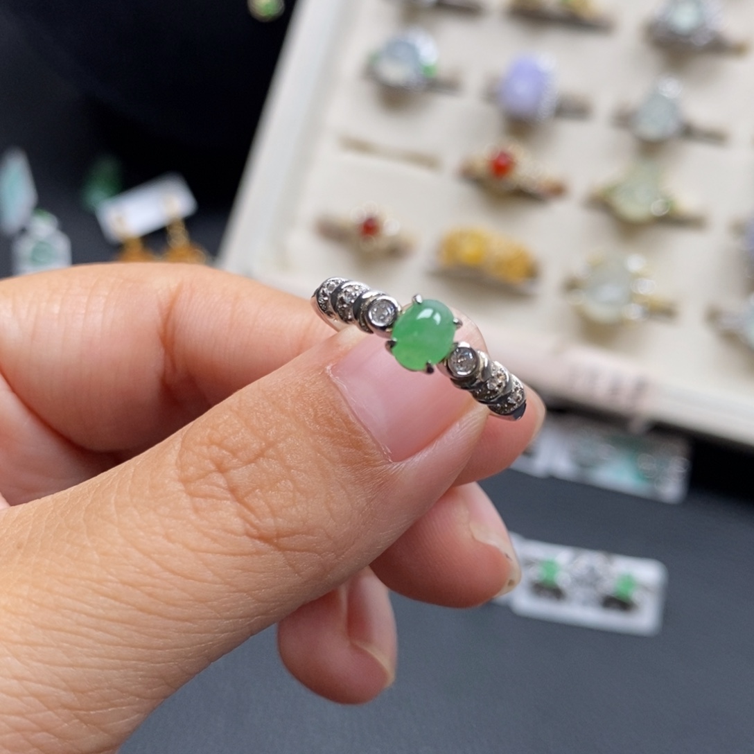 翡翠银S925镶嵌戒指