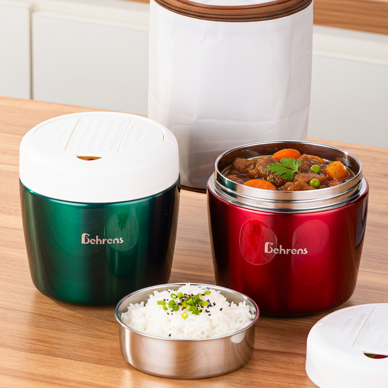 贝伦斯 珠光漆保温提锅1.2升 304不锈钢